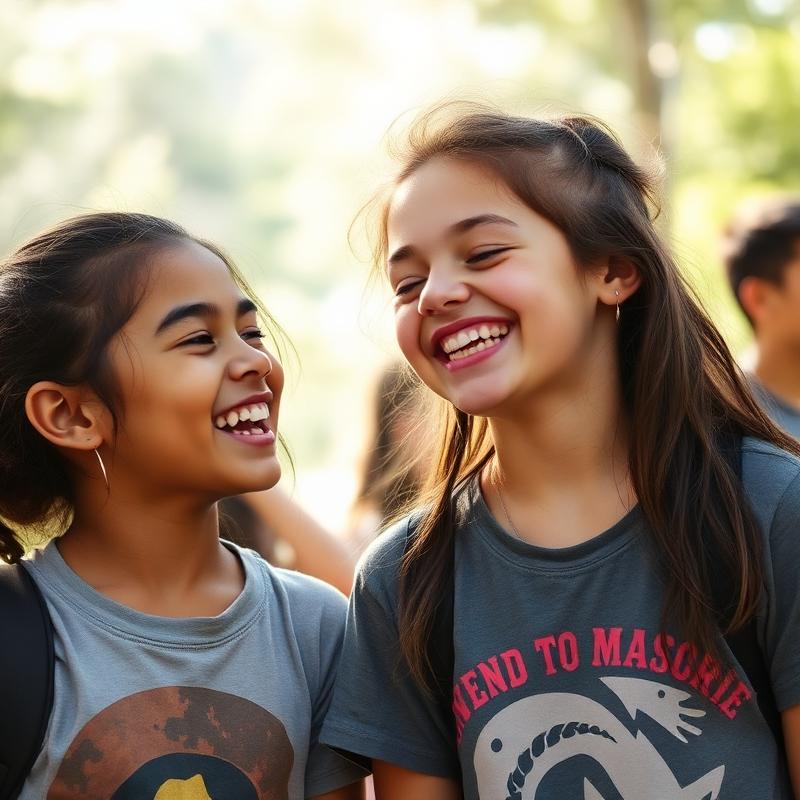 Two friends laughing